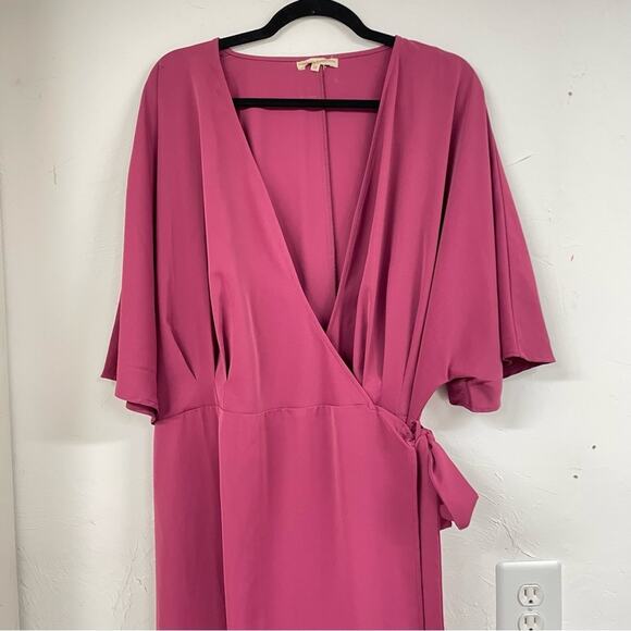 Standards & Practices Dusty Pink Short Sleeve Wrap Style Midi Dress Womens 3X - Picture 2 of 9